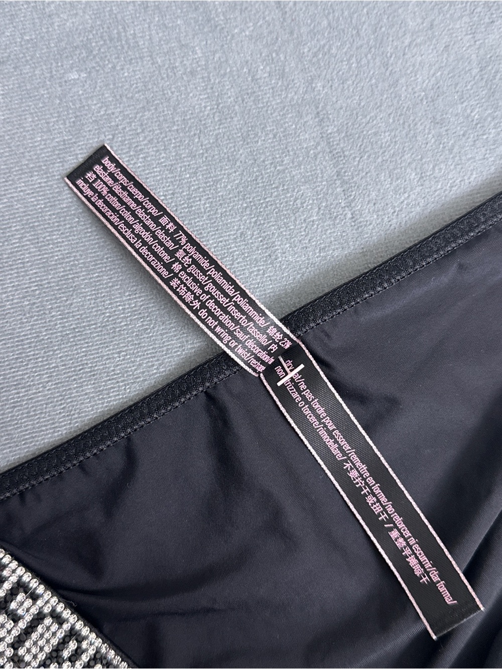 Victoria’s Secret Very Sexy Shine Strap String Bikini Panties Size XL Black Star - Picture 9 of 11